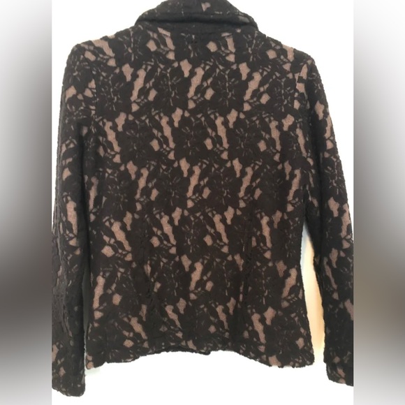 Nic&Zoe Taupe with Black Lace Overlay Jacket - Picture 3 of 4